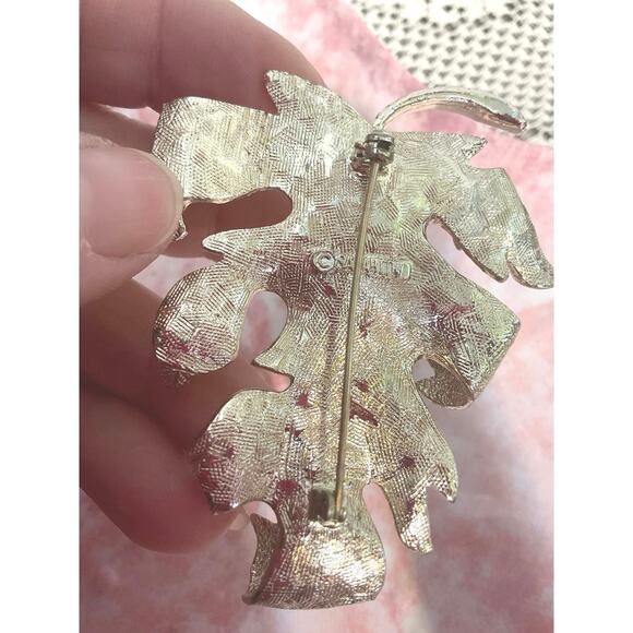 Vintage Sarah Coventry Leaf Brooch Silver - Picture 8 of 11